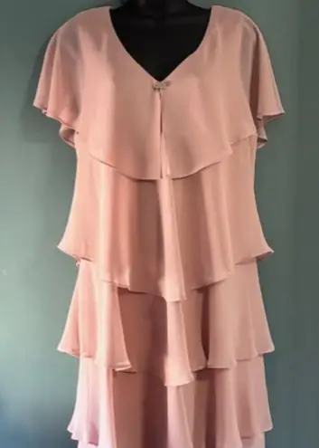 Slny Dusty Pink 16 Ruffle Tiered Dress Romantic Flowing Feminine Flattering Chic