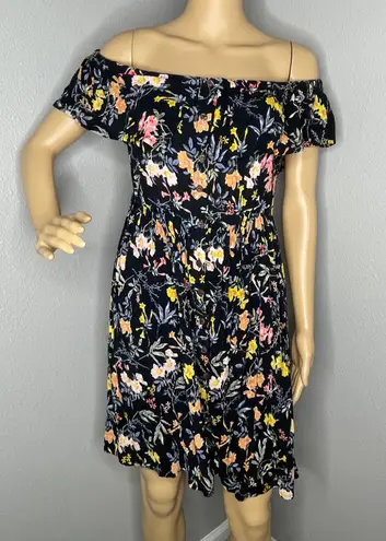 Patrons of Peace Off Shoulder Floral Mini Dress Elastic Waist Size Small