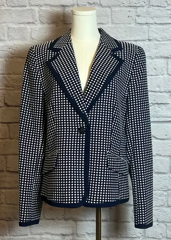 Judith Hart Collection Navy White Polka Dot Blazer Women's Size 14 Blue