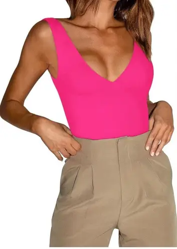 NWT REORIA Women's Sexy Plunge Deep V Neck Sleeveless Bodysuit Size M