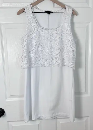 Boston Proper White Tank Dress With Lace