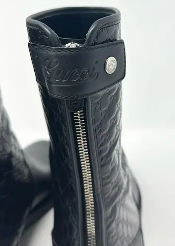  Guccissima Boots Black Leather Combat Biker Boot Size 41