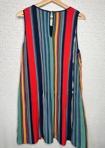 Carolina belle  Striped Pleated Dress Size L Multicolor Knee Length Sleeveless