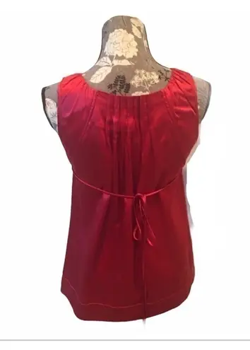 BCBG MAX AZRIA Red Pleated Silk Sleeveless Blouse size XXS