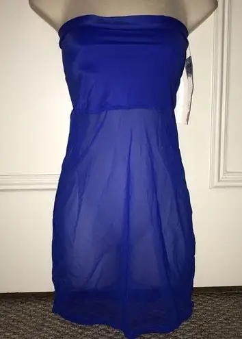 Zuliana Blue Spandex Top/Mesh Bottom Made In USA NWT