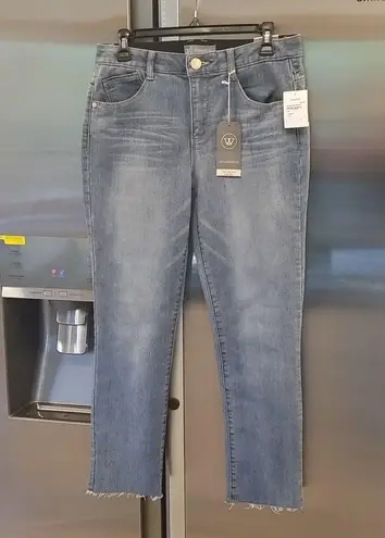 WIT & WISDOM 'Ab'Solution High Waist Raw Hem Crop Slim Straight Leg Jeans 6 NWT