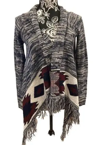 Arizona Jeans  Fringe Cardigan Sweater Boho Bohemian Aztec Hippie