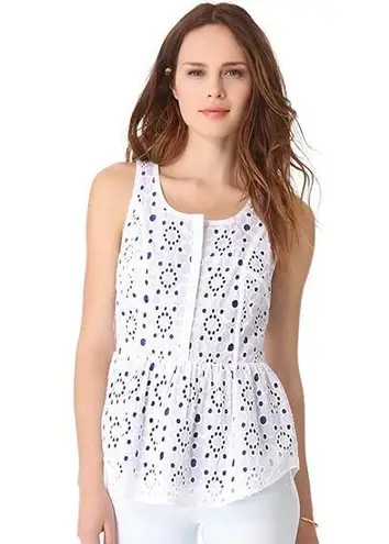 Madison Marcus NEW Eyelit Peplum Sleeveless Top | XS