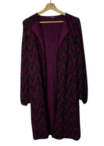 Relativity Purple & Pink Chevron Zig Zag Longline Cardigan Sweater S
