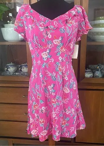 NWT Row A Pink Floral Flutter Sleeve Dress Size XL