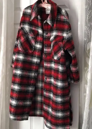 ZARA flannel plaid jacket coat, size medium