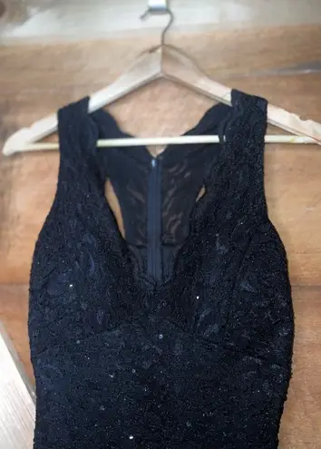 Jump Black Glitter Sparkly Lace V Neck Racerback Sheath Dress size 7/8 Formal - Image 9
