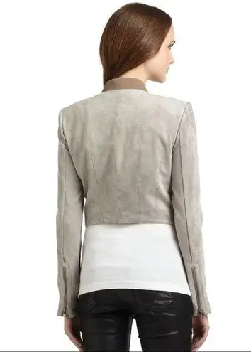 BCBGMAXAZRIA Sloan Faux Suede Cropped Moto Jacket in Moss