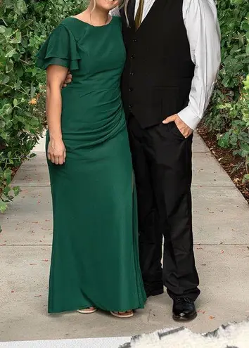 JJ's House A-line Boat Neck Floor-Length Chiffon Bridesmaid Dress With Ruffle #301743