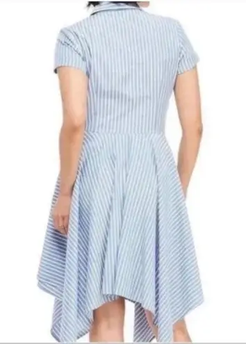 Ivy & Blue Striped Button Front Collared Shirt Dress (Sz 14) Blue & White Cotton