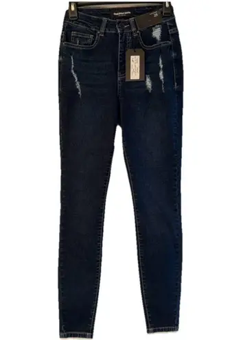 Black Pearl Denim Los Angeles Faith Jorah Dark Blue Distressed Women Jeans Sz 26