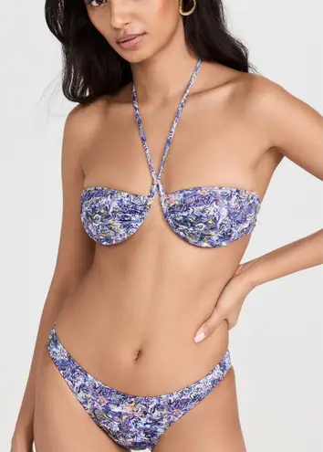 Bananhot NWT St Tropez Bikini Top Marbled Water Blue Tie Underwire Size Small