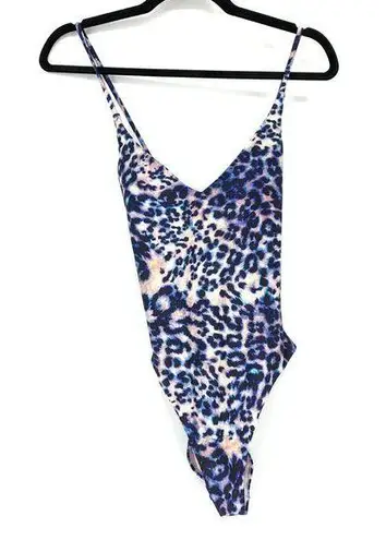 Victoria's Secret  Swimsuit Women's S Leopard Print One-Piece Blue Lace Up Back