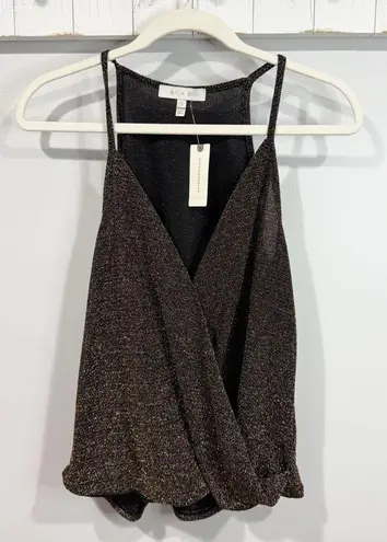 Anthropologie Eri + Ali Encore Shine Metallic Cami Top Gold Size S NWT Black