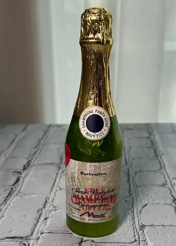 Burlington Champagne Bottle Novelty Sheer Pantyhose Navy Small 90lbs