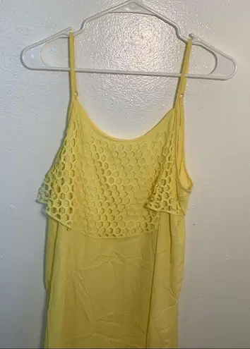 Charming Charlie  Sleeveless Sun Dress Yellow Lattice Overlay