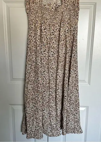 Nordstrom AFRM x  | Brown Cream Nudes Neutrals Open Back Flutter Sleeve Maxi | XL