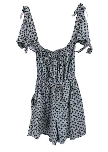 Milly ZOEY Palm Tree Print Cotton Romper Off the Shoulder Size 12