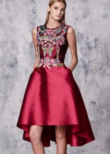 Marchesa Notte Sleeveless Embellished Mikado Cocktail Dress sz 10 Pink