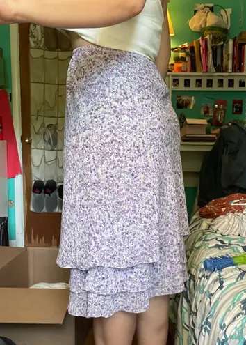 Notations Thrifted Purple Floral Midi Skirt