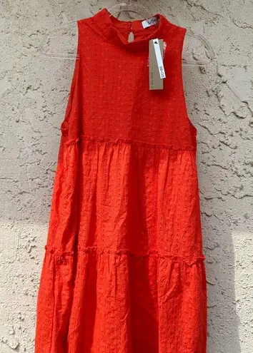 DO+BE NWT A day with  Red Orange Size large keyhole cutout knee length dress