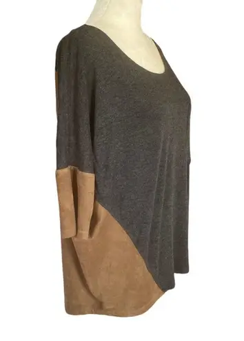 Drew women's size S oversized dark gray black and brown casual top suede