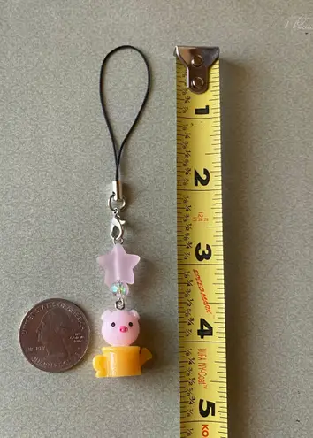Handmade Kawaii funky y2k style piggy & star phone charm/keychain/bag accessory/car display🐷🌼🍃🌟