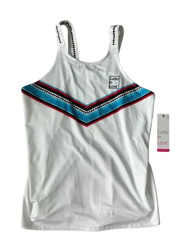 LUCKY IN LOVE Chevron Logo Tank Top Size M NEW White Size M
