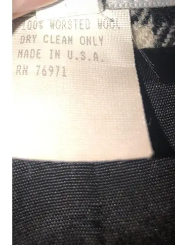 Carroll Reed Size 6 Blazer Black Jacket White Check Suede Collar Wool USA FLAWED