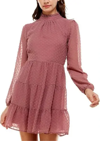 NWT Womens Francesca’s Collections Trixxi Chiffon Clip Swiss Dot Dress