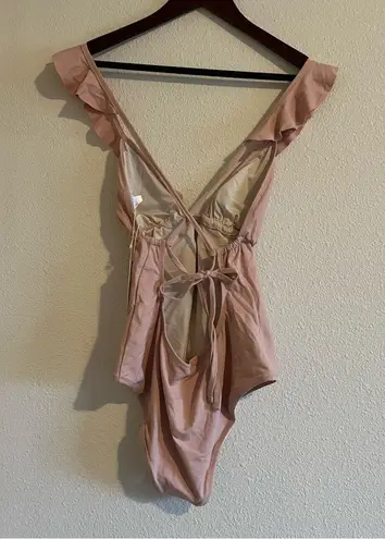 Eberjay MNWT Eberjey Womens Pink Grayson So Solid Ruffle Straps One Piece Swimsuit