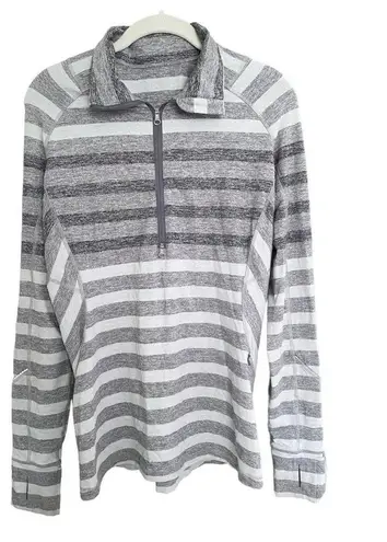 Lululemon  Race Your Pace 1/2 Zip, Marshmallow Stripe Heathered Slate