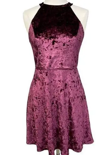 Xhilaration  Skater Dress Womens Medium Crushed Velvet Halter Grunge Whimsigoth