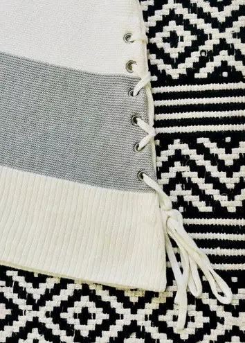 St. John Striped Link Textured Asymmetrical Sweater