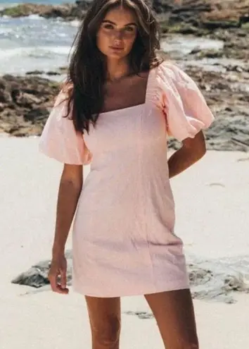 Petal and Pup NEW Sndys tuscany mini dress peachy baby pink puff sleeves cotton