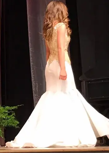 Ritziee Originals White & Gold Mermaid Dress