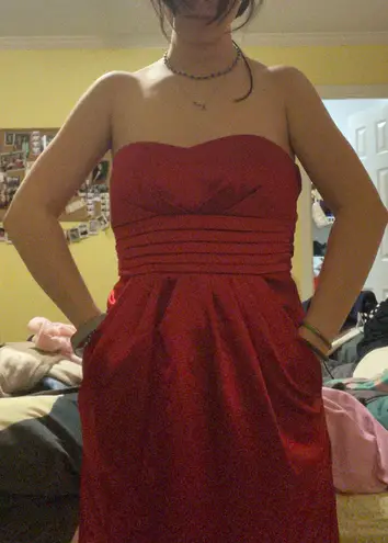 As You Wish Red Strapless Dress