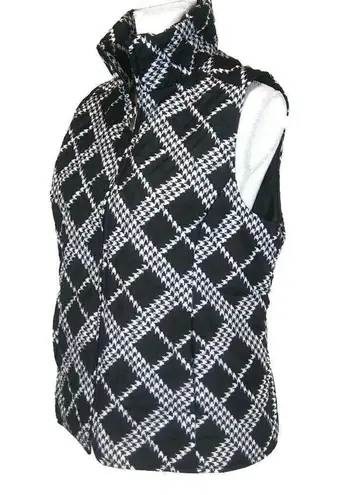 Christopher & Banks Women's Vest CHRISTOPHER BANKS Medium Hounds tooth Black White Zip Up Fall thumbnail 3