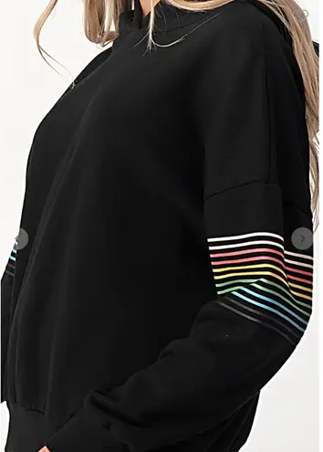 Dance & Marvel Rainbow Striped Sleeve Hoodie