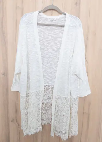 Est 1946 Womens Open Front Cardigan Sz 18/20W White Lace Boho Chic Cottage Cozy - Image 1