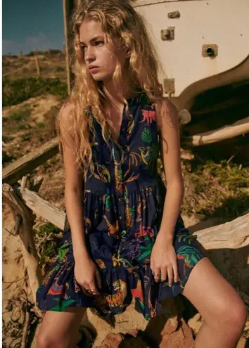 Sézane NWT Sezane x G. Kero Palmira in The Animal Navy Cotton Mini Dress 38 / US 6