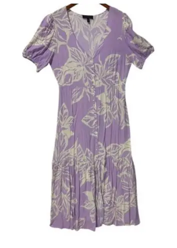 Eloquii purple & white floral flowy v-neck tiered maxi dress