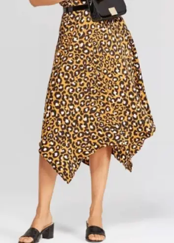 Who What Wear  mustard leopard print skirt C33 thumbnail 1