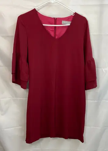 Vintage Belongsci dark red ruffle bell sleeve v