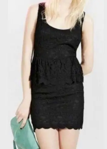 Pins & Needles Open Back Peplum Lace Dress Cut Out Sleeveless Mini Black